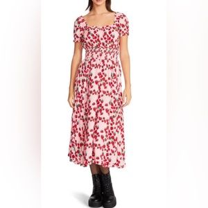 Betsey Johnson Strawberry Fields Challis Midi Dress Size Medium